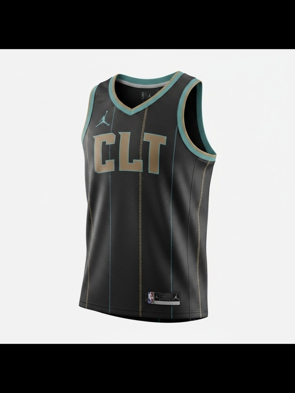 Jordan CLT Black and Teal Basketball Jersey Nwt Size Medium/44
